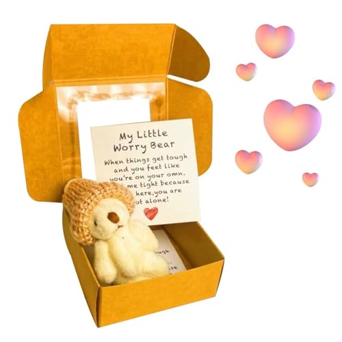 OWSEN Sorgenbär-Umarmung in einer Box, handgefertigter Mini-Plüschbär in einer Box, 1 Set Mini-Sorgenbären mit inspirierender Karte, Beileidsgeschenk für Weihnachten und Valentinstag OWSEN Sorgenbär-Umarmung in einer Box, handgefertigter Mini-Plüschbär in einer Box, 1 Set Mini-Sorgenbären mit inspirierender Karte, Beileidsgeschenk für Weihnachten und Valentinstag von OWSEN