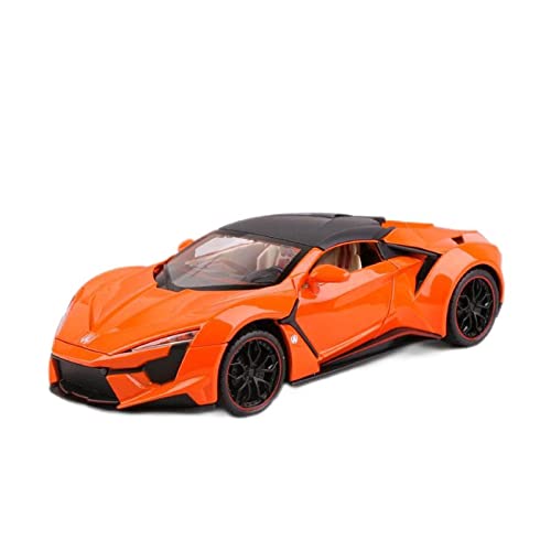 Modellauto Im Maßstab 1 24 Für LYKAN Fenyr Supersport Diecast Spielzeug Metallmodell Hohe Simulation Zurückziehen(Orange) von OWYALQ