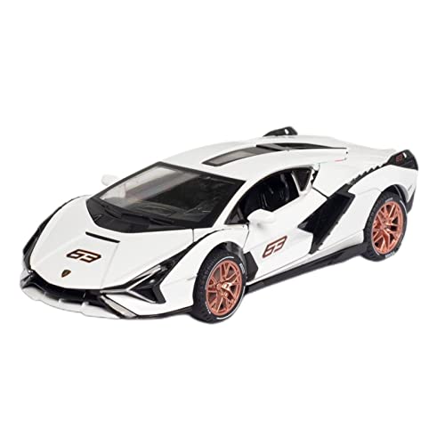 Modellauto Im Maßstab 1 32 Für Lamborghini SIAN Simulation Diecast Sportwagen Modell Legierung Zurückziehen Spielzeugfahrzeuge Gifte(White) von OWYALQ