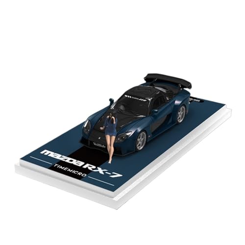 Modellauto Im Maßstab 1:64 Für Mazda RX7 Mini Fahrzeugmodell Hobby Collection Replika Auto Souvenir Mit Puppen(Blue) von OWYALQ