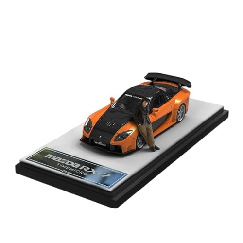 Modellauto Im Maßstab 1:64 Für Mazda RX7 Mini Fahrzeugmodell Hobby Collection Replika Auto Souvenir Mit Puppen(Orange) von OWYALQ