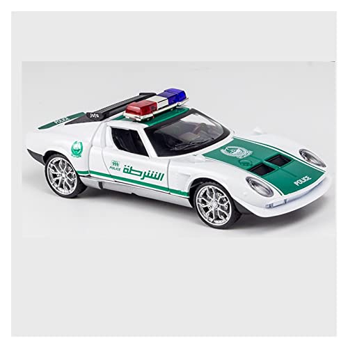 Modellauto Im Maßstab Für Lamborghini Miuras 1 32 Alu-Druckguss Dubai Polizeiautomodell Zurückziehen Metallfahrzeug Kindergeschenk(Grün) von OWYALQ