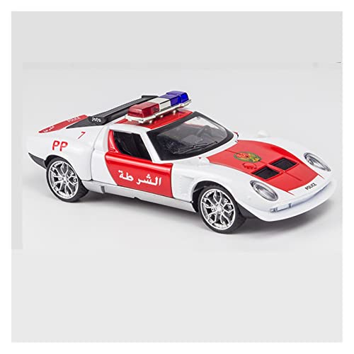 Modellauto Im Maßstab Für Lamborghini Miuras 1 32 Alu-Druckguss Dubai Polizeiautomodell Zurückziehen Metallfahrzeug Kindergeschenk(Rot) von OWYALQ