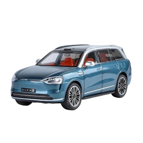 Voitures Miniatures En Métal 1 24 Für AITO M9 SUV Legierung Neue Energie Auto Modell Druckguss Auto Modell Sound Und Licht Kinder Geschenk Fertigmodell(Blau) von OWYALQ