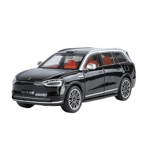 Voitures Miniatures En Métal 1 24 Für AITO M9 SUV Legierung Neue Energie Auto Modell Druckguss Auto Modell Sound Und Licht Kinder Geschenk Fertigmodell(Schwarz) von OWYALQ