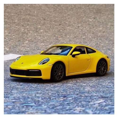 Voitures Miniatures En Métal 1 24 Für Porsche 911 Carrera 4S Coupe Legierung Sportwagen Modell Druckguss Auto Modell Dekoration Ornamente Fertigmodell(Yellow) von OWYALQ