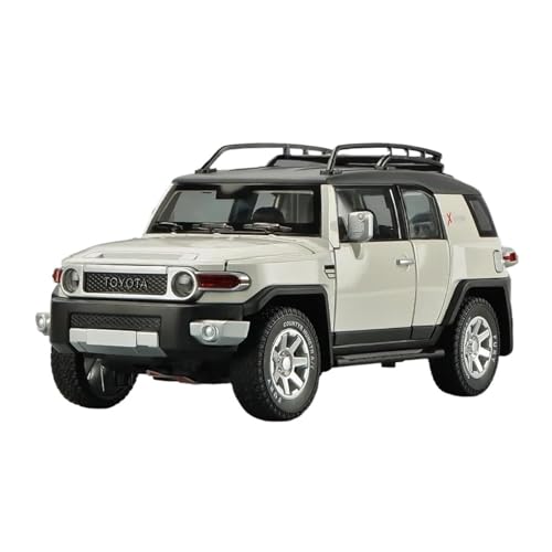 Voitures Miniatures En Métal 1 24 Für Toyota FJ Cruiser Legierung Auto Modell Druckguss Metall Geländewagen Auto Modell Sound Und Licht Ornamente Fertigmodell(White) von OWYALQ