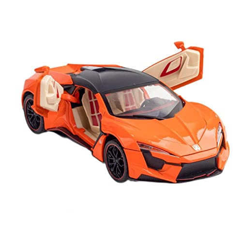 Voitures Miniatures En Métal 1 24 for LYKAN HYPERSPORT Simulation Diecast Sportwagen Modell Legierung Sound Licht Zurückziehen Spielzeug Fahrzeuge Geschenk Fertigmodell(Orange) von OWYALQ
