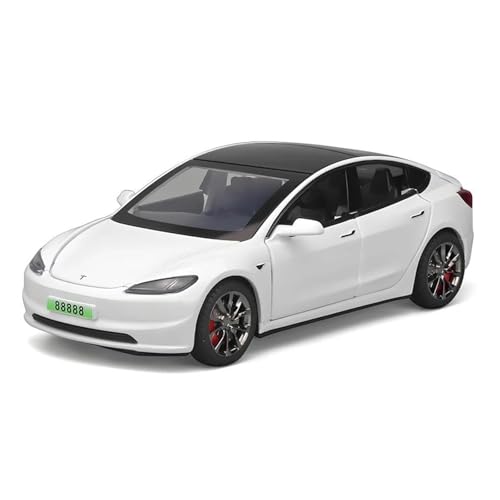 Voitures Miniatures En Métal 1 32 Für 2024 Modell 3 Legierung Auto Modell Druckguss Fahrzeug Modell Simulation Sound Und Licht Sammlung Spielzeug Fertigmodell(White A) von OWYALQ