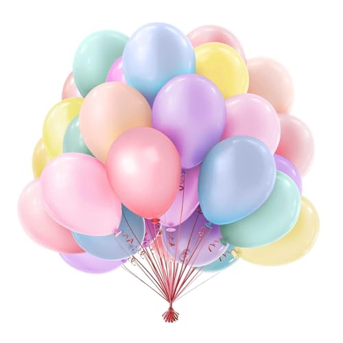 Luftballons Pastell 50 Stück,10 zoll/25cm,luftballons bunt Girlande Luftballons Geburtstag für Deko Geburtstag,Deko Hochzeit,Party Deko,Babyparty von OWill