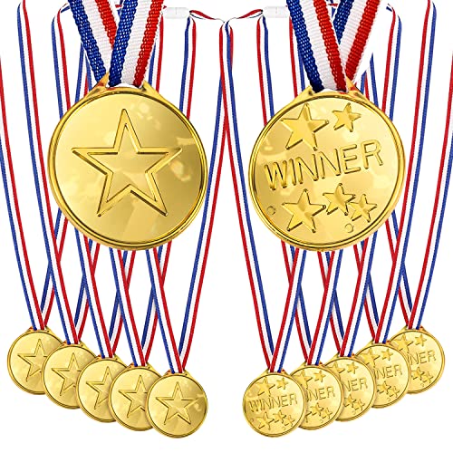 OWill 12 Stücke Set Gold Kunststoff Medaillen Kinder, Sportauszeichnung, Wettbewerb und Kindergeburtstag Medaillen Party Preisen Auszeichnungen OWill 12 Stücke Set Gold Kunststoff Medaillen Kinder, Sportauszeichnung, Wettbewerb und Kindergeburtstag Medaillen Party Preisen Auszeichnungen von OWill