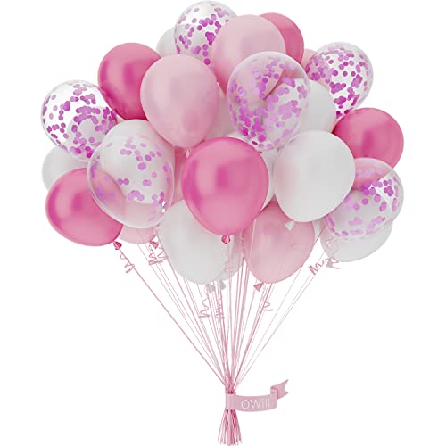 OWill 50 Stück Luftballons Rosa Weiß Pastell, 10 Zoll Rosa Konfetti Ballons, Perfekte Partydeko für Geburtstag, Hochzeit und Graduierung - Luftballons Geburtstag Mädchen OWill 50 Stück Luftballons Rosa Weiß Pastell, 10 Zoll Rosa Konfetti Ballons, Perfekte Partydeko für Geburtstag, Hochzeit und Graduierung - Luftballons Geburtstag Mädchen von OWill