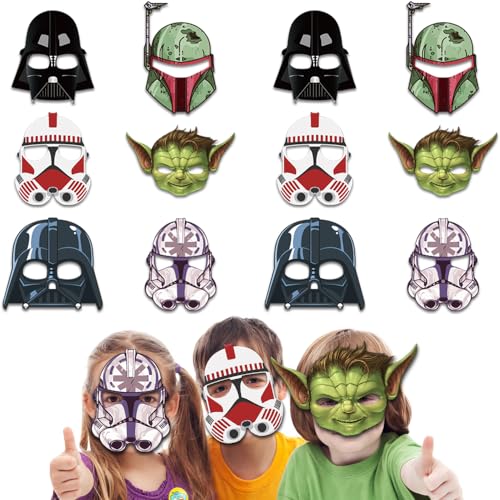 12 Stück Star Wars Masken für Kinder, Kindermasken Geburtstag, Augenmaske, Charakter Masken, Halbmasken Kinder, Cosplay Masken für Birthday Party Favors, Weihnachten, Halloween, Kindergeburtstag von OXINO