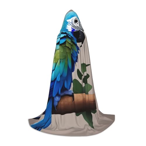 OXKGHHO Blauer Papageien-Umhang mit Kapuze, Vampir- und Halloween-Kostüme, perfekt für Rollenspiele und Partys von OXKGHHO