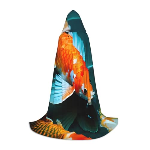 OXKGHHO Hd Japanischer Koi-Fisch-Druck, langer Umhang mit Kapuze, Vampir- und Halloween-Kostüme, perfekt für Rollenspiele und Partys von OXKGHHO