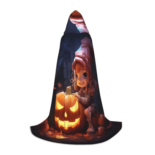 OXKGHHO Langer Halloween-Umhang mit niedlichem Kürbisdruck, mit Kapuze, Vampir- und Halloween-Kostüme, perfekt für Rollenspiele und Partys OXKGHHO Langer Halloween-Umhang mit niedlichem Kürbisdruck, mit Kapuze, Vampir- und Halloween-Kostüme, perfekt für Rollenspiele und Partys von OXKGHHO