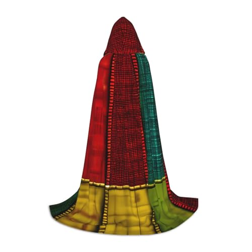 OXKGHHO Langer Umhang im afrikanischen Stil, Patchwork-Druck, mit Kapuze, Vampir- und Halloween-Kostüme, perfekt für Rollenspiele und Partys von OXKGHHO