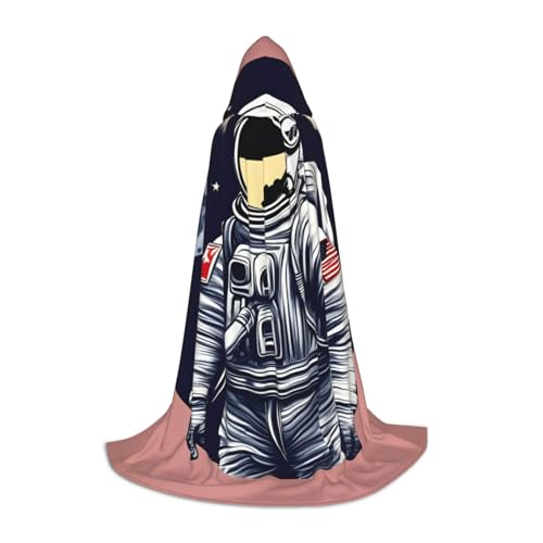 OXKGHHO Langer Umhang mit Astronauten auf dem Mond, mit Kapuze, Vampir- und Halloween-Kostüme, perfekt für Rollenspiele und Partys von OXKGHHO