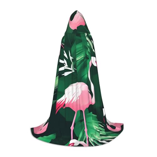 OXKGHHO Langer Umhang mit Flamingo-Vogel-Motiv, mit Kapuze, Vampir- und Halloween-Kostüme, perfekt für Rollenspiele und Partys von OXKGHHO