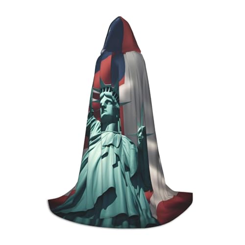 OXKGHHO Langer Umhang mit Freiheitsstatue und Kapuze, Vampir- und Halloween-Kostüme, perfekt für Rollenspiele und Partys von OXKGHHO