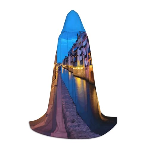 OXKGHHO Langer Umhang mit Kapuze, Motiv: Spanien, Wasserstadt, Vampir- und Halloween-Kostüme, perfekt für Rollenspiele und Partys von OXKGHHO
