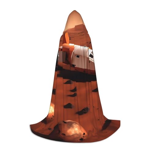 OXKGHHO Langer Umhang mit Mars-Planeten-Druck, mit Kapuze, Vampir- und Halloween-Kostüme, perfekt für Rollenspiele und Partys von OXKGHHO