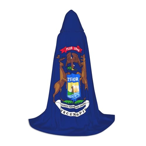 OXKGHHO Langer Umhang mit Michigan-Flagge und Kapuze, Vampir- und Halloween-Kostüme, perfekt für Rollenspiele und Partys OXKGHHO Langer Umhang mit Michigan-Flagge und Kapuze, Vampir- und Halloween-Kostüme, perfekt für Rollenspiele und Partys von OXKGHHO