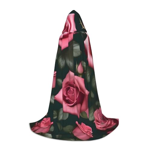 OXKGHHO Langer Umhang mit Rosen-Totenkopfaugen, mit Kapuze, Vampir- und Halloween-Kostüme, perfekt für Rollenspiele und Partys von OXKGHHO