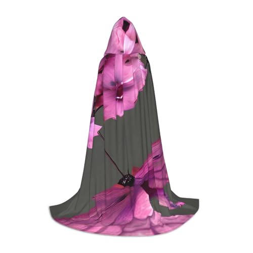 OXKGHHO Langer Umhang mit Schmetterlings- und Blumendruck, mit Kapuze, Vampir- und Halloween-Kostüme, perfekt für Rollenspiele und Partys von OXKGHHO