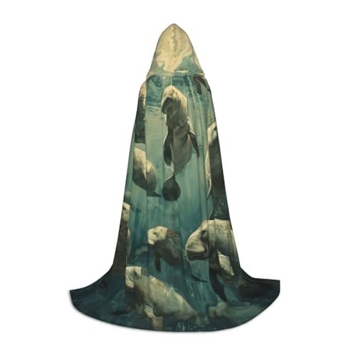 OXKGHHO Langer Umhang mit Seekuh und Kapuze, Vampir- und Halloween-Kostüme, perfekt für Rollenspiele und Partys von OXKGHHO