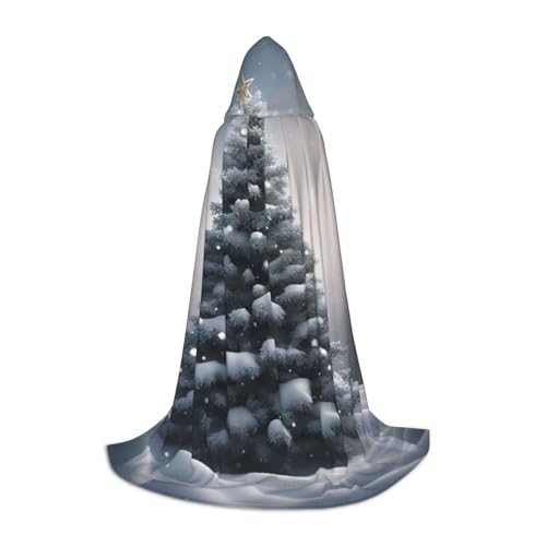 OXKGHHO Langer Umhang mit Weihnachtsbaum-Motiv und Kapuze, Vampir- und Halloween-Kostüme, perfekt für Rollenspiele und Partys von OXKGHHO