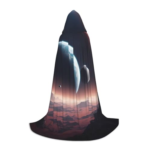 OXKGHHO Langer Umhang mit Weltraumplaneten und Kapuze, Vampir- und Halloween-Kostüme, perfekt für Rollenspiele und Partys von OXKGHHO