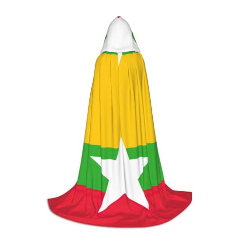 OXKGHHO Langer Umhang mit der Flagge von Myanmar, mit Kapuze, Vampir- und Halloween-Kostüme, perfekt für Rollenspiele und Partys OXKGHHO Langer Umhang mit der Flagge von Myanmar, mit Kapuze, Vampir- und Halloween-Kostüme, perfekt für Rollenspiele und Partys von OXKGHHO