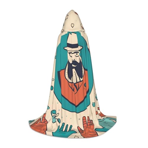 OXKGHHO Langer Umhang mit der Hand und "Happy Fathers Day" mit Kapuze, Vampir- und Halloween-Kostüme, perfekt für Rollenspiele und Partys von OXKGHHO