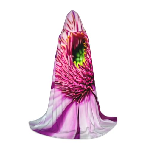 OXKGHHO Langer Umhang mit rosa Blumen, tropischer Pflanzendruck, mit Kapuze, Vampir- und Halloween-Kostüme, perfekt für Rollenspiele und Partys von OXKGHHO