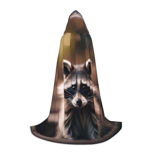 OXKGHHO Langer Umhang mit süßem Waschbär-Druck, mit Kapuze, Vampir- und Halloween-Kostüme, perfekt für Rollenspiele und Partys OXKGHHO Langer Umhang mit süßem Waschbär-Druck, mit Kapuze, Vampir- und Halloween-Kostüme, perfekt für Rollenspiele und Partys von OXKGHHO