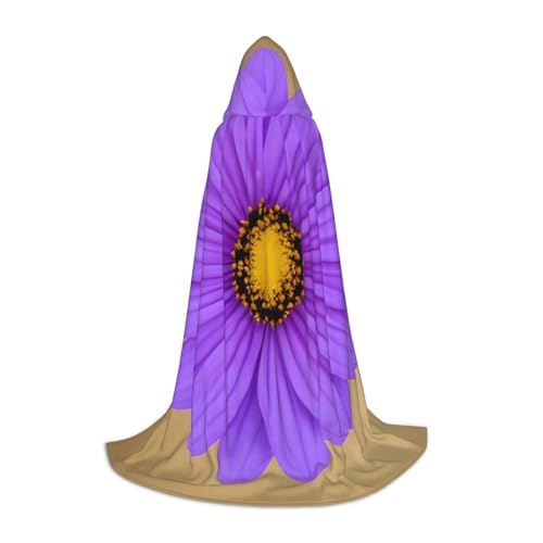 OXKGHHO Langer Umhang mit violettem Blumendruck und Kapuze, Vampir- und Halloween-Kostüme, perfekt für Rollenspiele und Partys von OXKGHHO