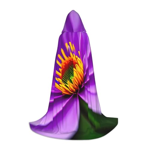 OXKGHHO Langer Umhang mit violettem Blumendruck und Kapuze, Vampir- und Halloween-Kostüme, perfekt für Rollenspiele und Partys von OXKGHHO