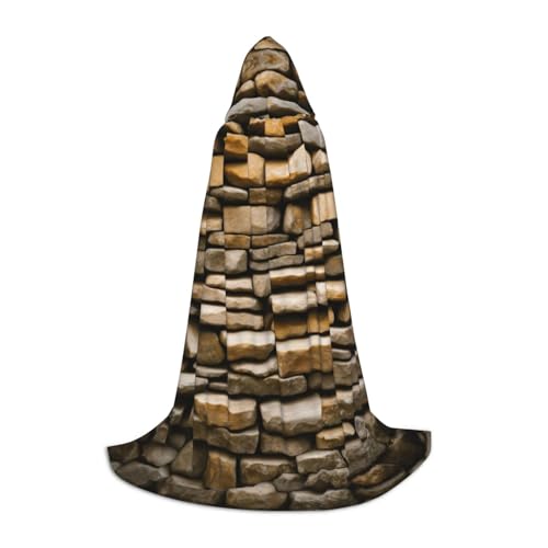 OXKGHHO Rustikaler Rocks-Wanddruck, langer Umhang mit Kapuze, Vampir- und Halloween-Kostüme, perfekt für Rollenspiele und Partys von OXKGHHO