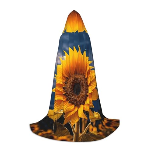 OXKGHHO Wunderschöner langer Umhang mit Sonnenblumen-Druck, mit Kapuze, Vampir- und Halloween-Kostüme, perfekt für Rollenspiele und Partys von OXKGHHO