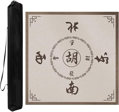 OXOLAMRIN Mahjong-Matte mit Regeln, rutschfeste Tischdecke zur Geräuschreduzierung mit Tragetasche for Mahjong-Kartenbrettspiele(Brown,27.56x27.56in) von OXOLAMRIN