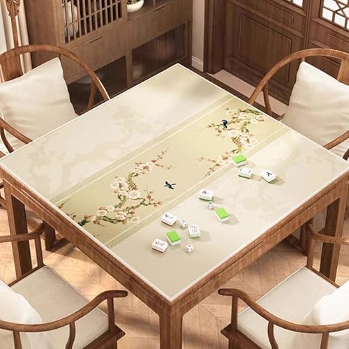 OXOLAMRIN Mahjong-Matte mit Tragetasche, rutschfeste, geräuschreduzierende quadratische Tischdecke for Pokerkarten, Mahjong-Brettspiele(47.24x47.24 in) von OXOLAMRIN