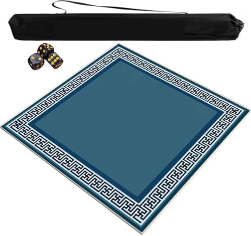 OXOLAMRIN Mahjong-Matte mit Tragetasche und 3 Würfeln, Mehrfarbig, mehrere Größen(Blue,47.24x47.24 in) von OXOLAMRIN