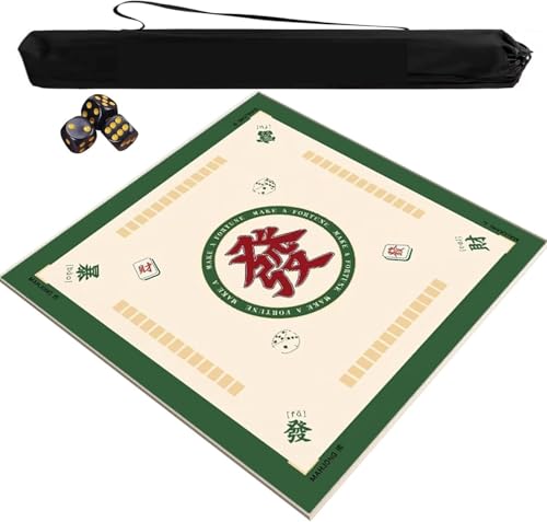 OXOLAMRIN Mahjong-Matte mit Tragetasche und 3 Würfeln, Mehrfarbig, mehrere Größen(Green,51.18x51.18 in) von OXOLAMRIN