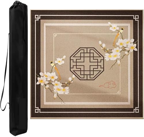 OXOLAMRIN Mahjong-Matten-Set mit Rutschfester Gummirückseite, Spieltischabdeckung aus Polyesterfaser for Mahjong Poke Domino-Kartenbrettspiele(Brown,27.56x27.56in) von OXOLAMRIN
