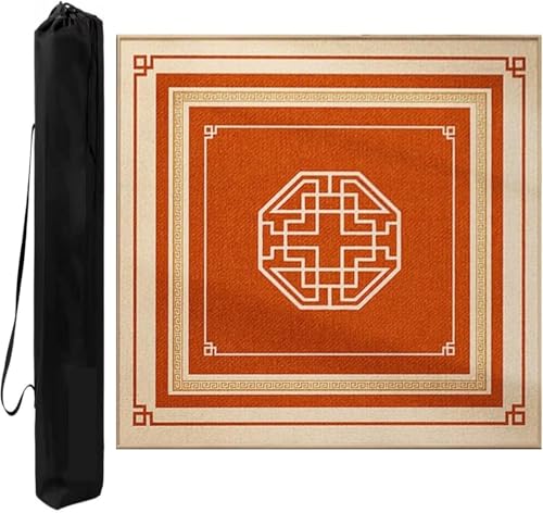 OXOLAMRIN Mahjong-Matten-Set mit Rutschfester Gummirückseite, Spieltischabdeckung aus Polyesterfaser for Mahjong Poke Domino-Kartenbrettspiele(Orange,33.46x33.46in) von OXOLAMRIN