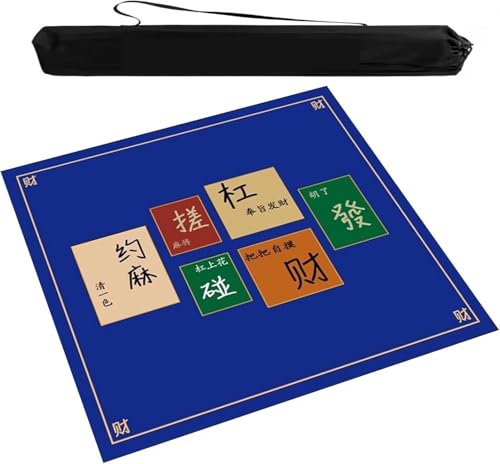 OXOLAMRIN Mahjong Poker Dominosteine Brettspiele Tischmatte Multicolor Mehrere Größen mit Tragetasche(Blue,39.37x39.37 in) von OXOLAMRIN