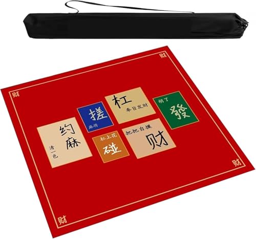 OXOLAMRIN Mahjong Poker Dominosteine Brettspiele Tischmatte Multicolor Mehrere Größen mit Tragetasche(Red,35.43x35.43 in) von OXOLAMRIN