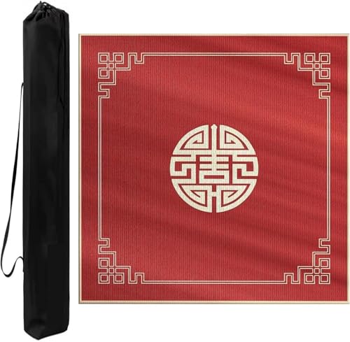 OXOLAMRIN Mahjong Poker Dominosteine Kartenspielmatte mit Tragetasche, Mehrfarbig, mehrere Größen(Red,35.43x35.43in) von OXOLAMRIN