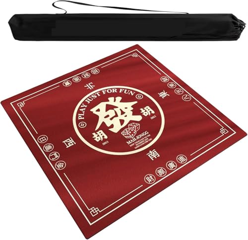 OXOLAMRIN Mahjong-Spielmatte, rot, Größen 23,62 bis 55,12 Zoll, for Karten-, Brett- und Legespiele(Red B,39.37x39.37 in) von OXOLAMRIN
